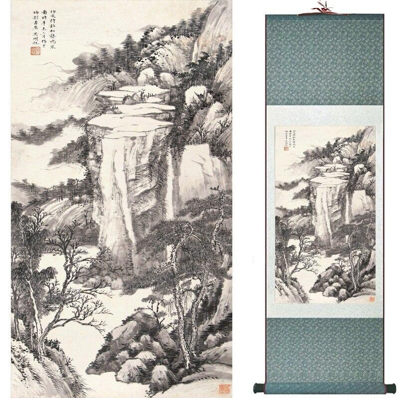 Chinese Art Scroll Painting Landscape Ancient Silk Picture Wall Ideas 16946-Chinese Style Finds™