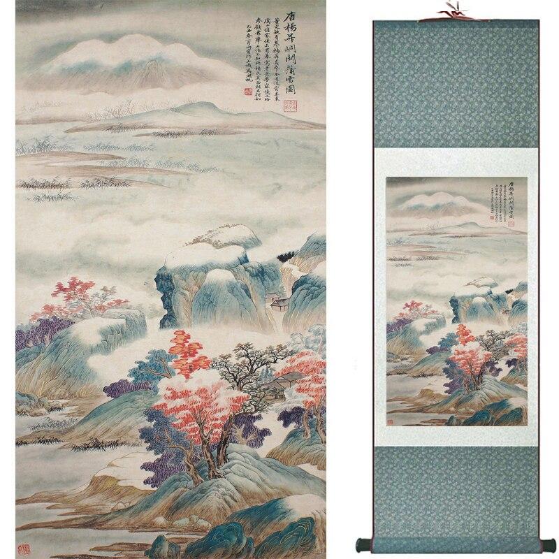 Chinese Art Scroll Painting Landscape Ancient Silk Picture Wall Ideas 16950-Chinese Style Finds™