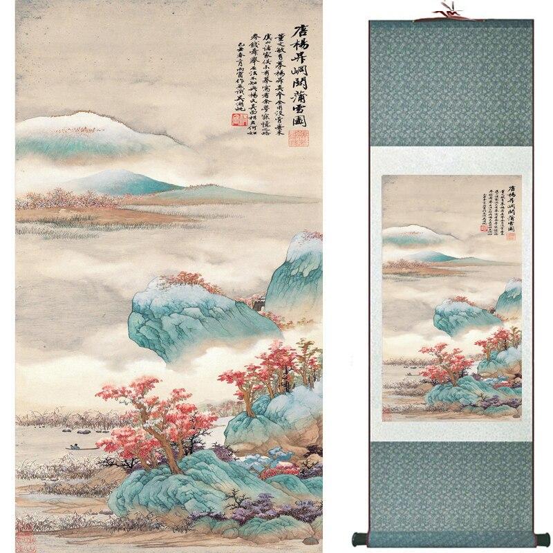 Chinese Art Scroll Painting Landscape Ancient Silk Picture Wall Ideas 16954-Chinese Style Finds™