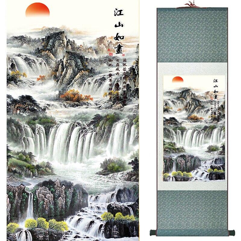 Chinese Art Scroll Painting Landscape Ancient Silk Picture Wall Ideas 17130-Chinese Style Finds™