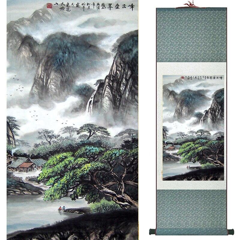 Chinese Art Scroll Painting Landscape Ancient Silk Picture Wall Ideas 17134-Chinese Style Finds™