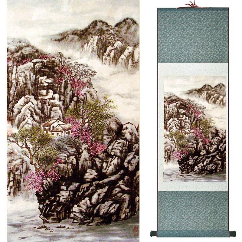 Chinese Art Scroll Painting Landscape Ancient Silk Picture Wall Ideas 17210-Chinese Style Finds™