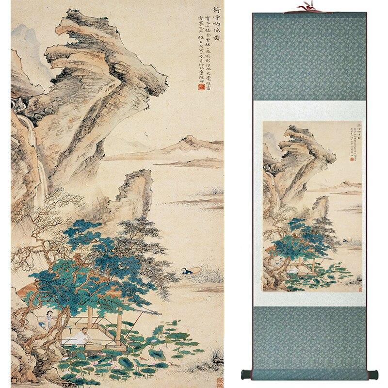 Chinese Art Scroll Painting Landscape Ancient Silk Picture Wall Ideas 17222-Chinese Style Finds™