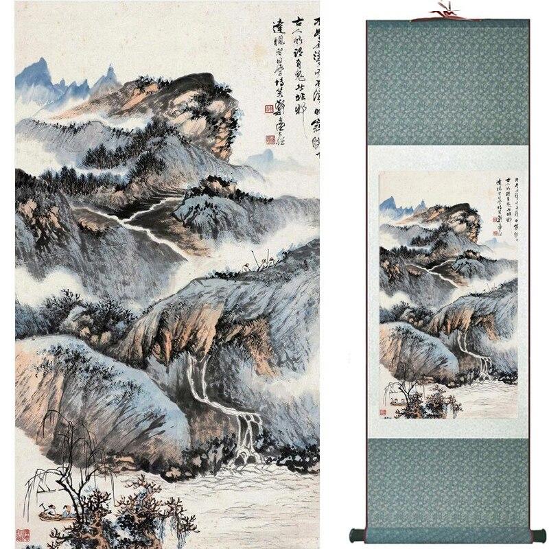 Chinese Art Scroll Painting Landscape Ancient Silk Picture Wall Ideas 17458-Chinese Style Finds™