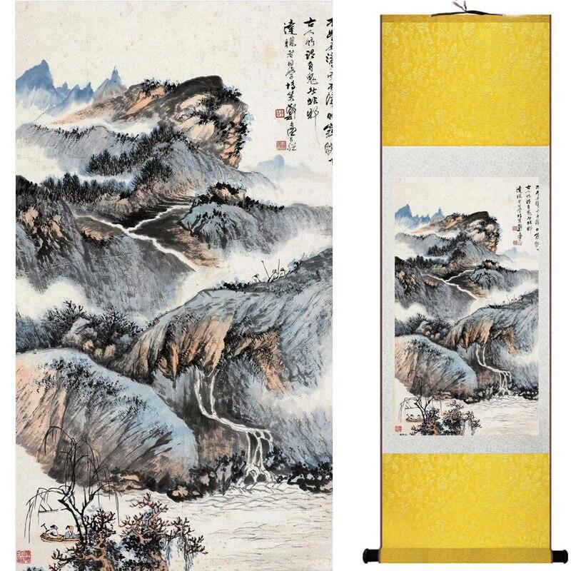 Chinese Art Scroll Painting Landscape Ancient Silk Picture Wall Ideas 17458-Chinese Style Finds™