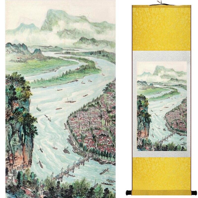 Chinese Art Scroll Painting Landscape Ancient Silk Picture Wall Ideas 17466-Chinese Style Finds™