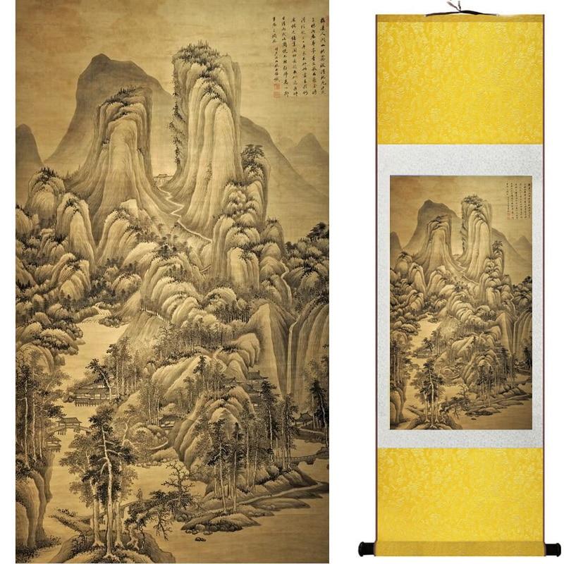 Chinese Art Scroll Painting Landscape Ancient Silk Picture Wall Ideas 17994-Chinese Style Finds™