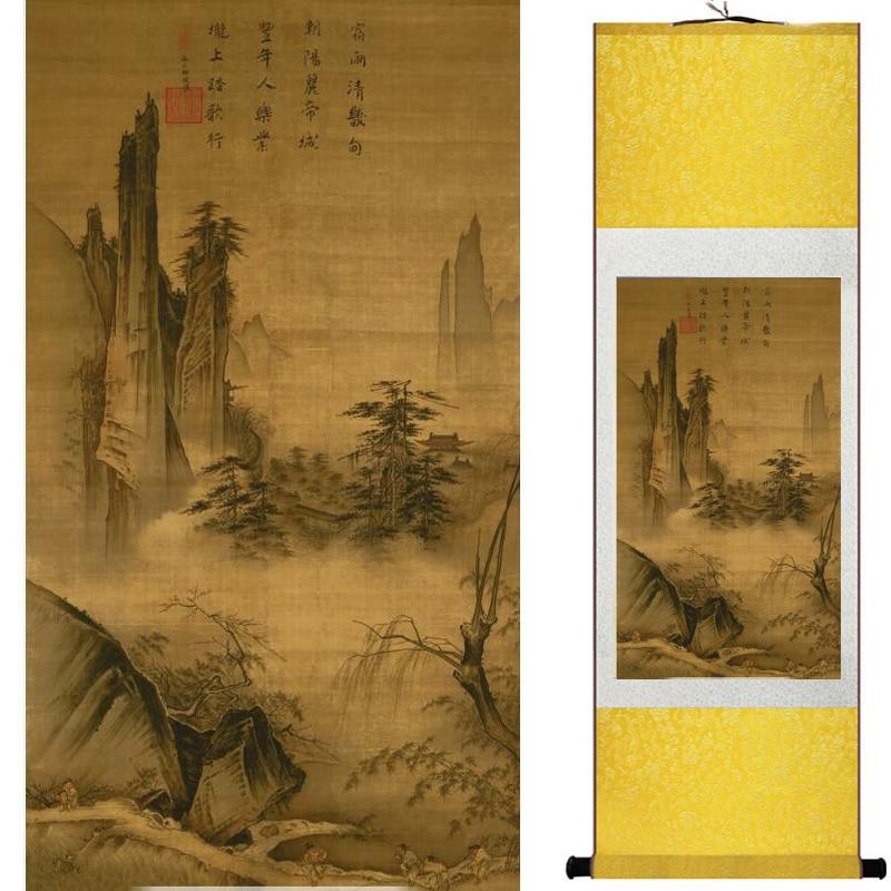 Chinese Art Scroll Painting Landscape Ancient Silk Picture Wall Ideas 18002-Chinese Style Finds™