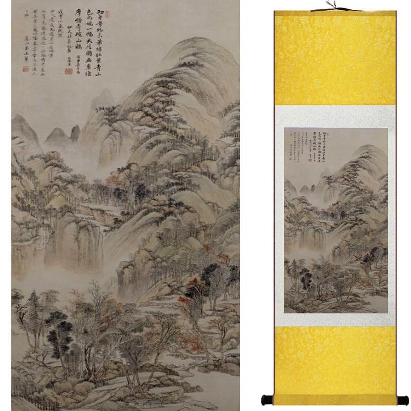 Chinese Art Scroll Painting Landscape Ancient Silk Picture Wall Ideas 18006-Chinese Style Finds™