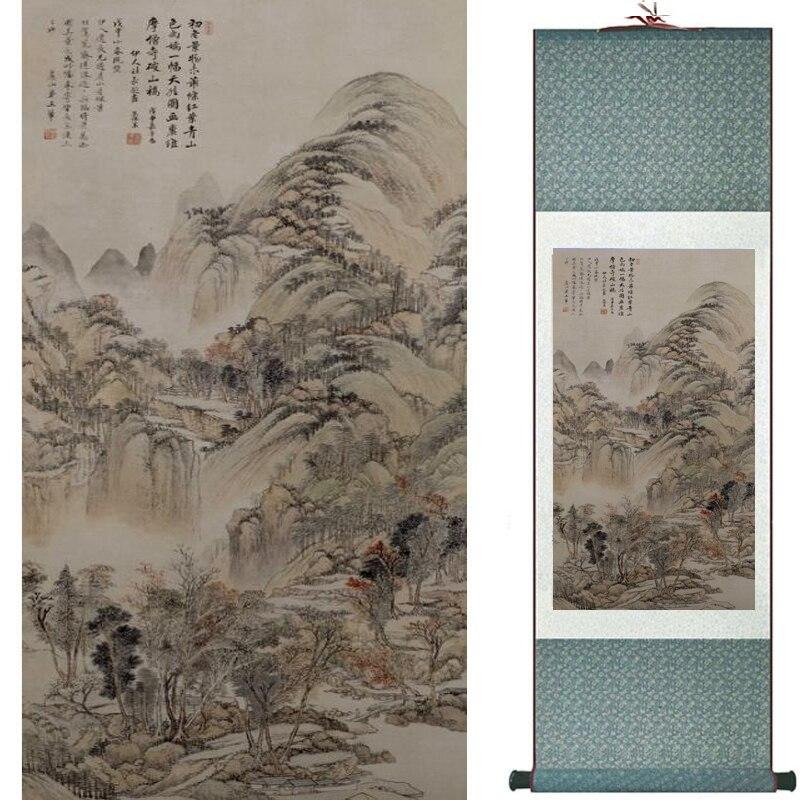 Chinese Art Scroll Painting Landscape Ancient Silk Picture Wall Ideas 18006-Chinese Style Finds™