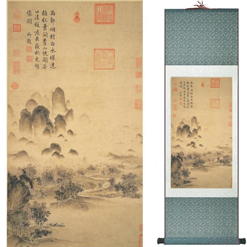 Chinese Art Scroll Painting Landscape Ancient Silk Picture Wall Ideas 18010-Chinese Style Finds™