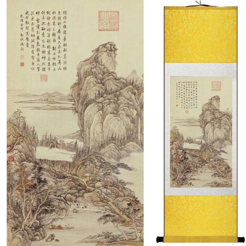 Chinese Art Scroll Painting Landscape Ancient Silk Picture Wall Ideas 18014-Chinese Style Finds™