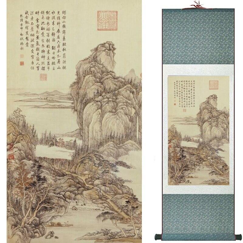 Chinese Art Scroll Painting Landscape Ancient Silk Picture Wall Ideas 18014-Chinese Style Finds™