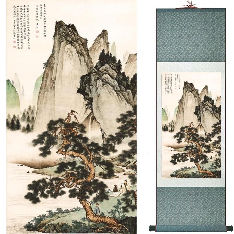 Chinese Art Scroll Painting Landscape Ancient Silk Picture Wall Ideas 18018-Chinese Style Finds™