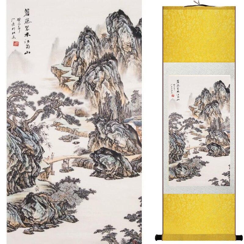 Chinese Art Scroll Painting Landscape Ancient Silk Picture Wall Ideas 18022-Chinese Style Finds™