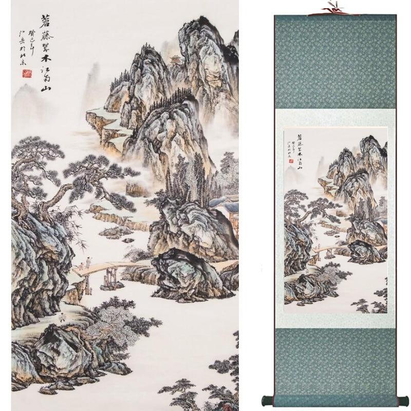 Chinese Art Scroll Painting Landscape Ancient Silk Picture Wall Ideas 18022-Chinese Style Finds™