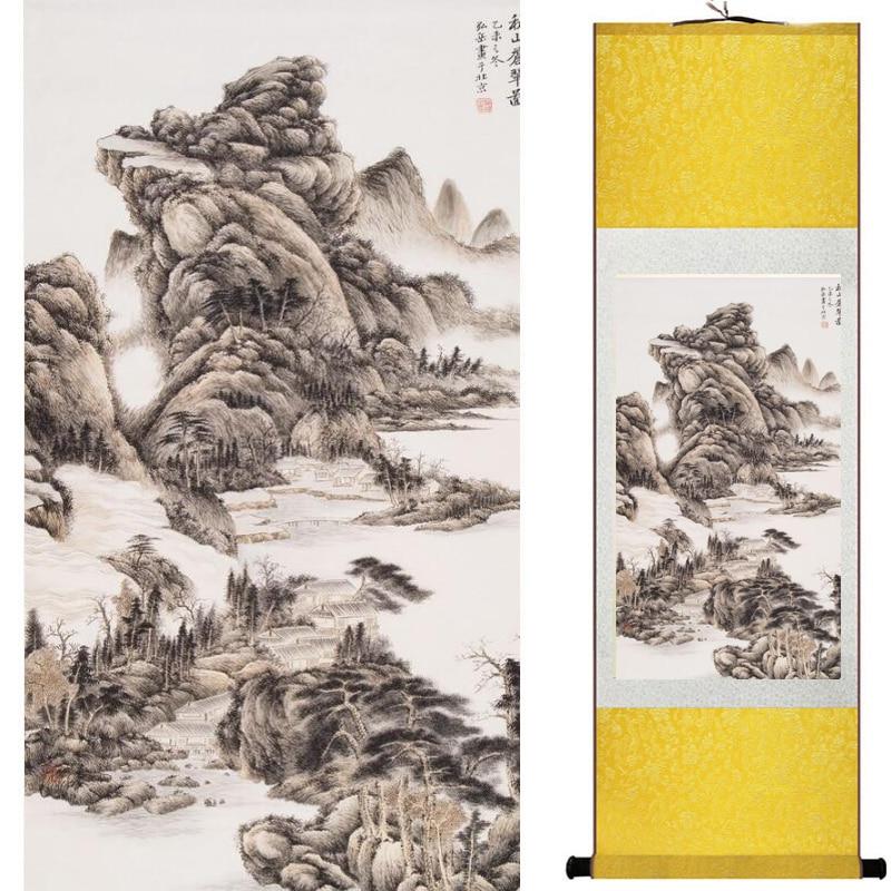 Chinese Art Scroll Painting Landscape Ancient Silk Picture Wall Ideas 18026-Chinese Style Finds™