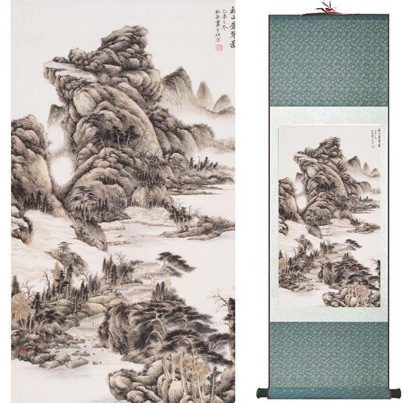 Chinese Art Scroll Painting Landscape Ancient Silk Picture Wall Ideas 18026-Chinese Style Finds™