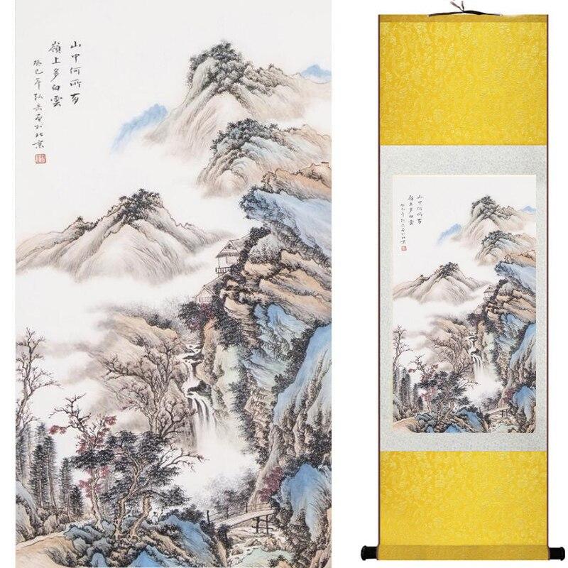 Chinese Art Scroll Painting Landscape Ancient Silk Picture Wall Ideas 18030-Chinese Style Finds™