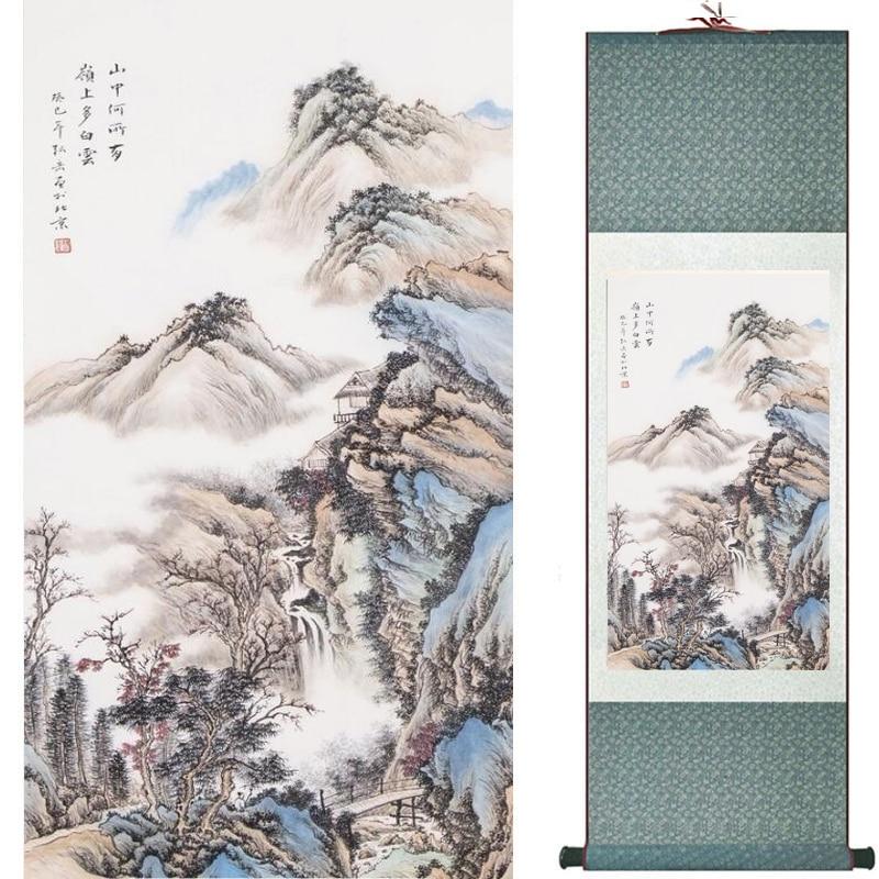 Chinese Art Scroll Painting Landscape Ancient Silk Picture Wall Ideas 18030-Chinese Style Finds™