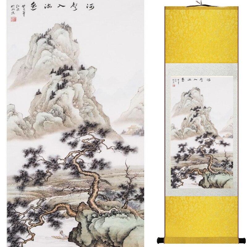 Chinese Art Scroll Painting Landscape Ancient Silk Picture Wall Ideas 18034-Chinese Style Finds™