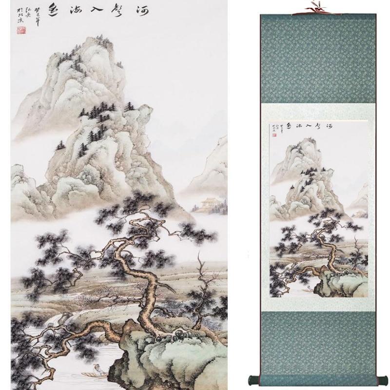 Chinese Art Scroll Painting Landscape Ancient Silk Picture Wall Ideas 18034-Chinese Style Finds™