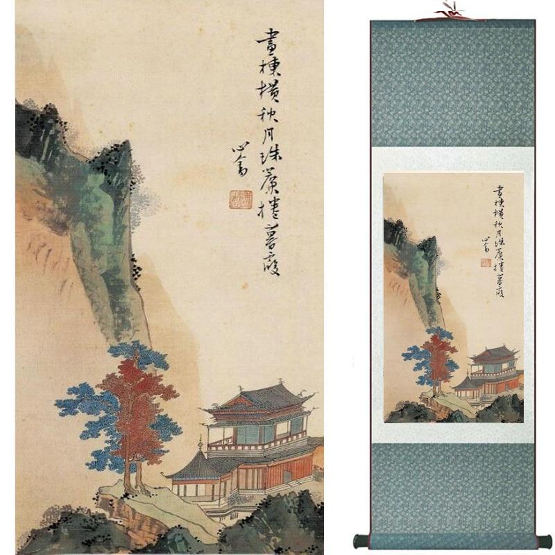 Chinese Art Scroll Painting Landscape Ancient Silk Picture Wall Ideas 18054-Chinese Style Finds™