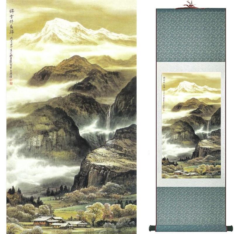 Chinese Art Scroll Painting Landscape Ancient Silk Picture Wall Ideas 18058-Chinese Style Finds™