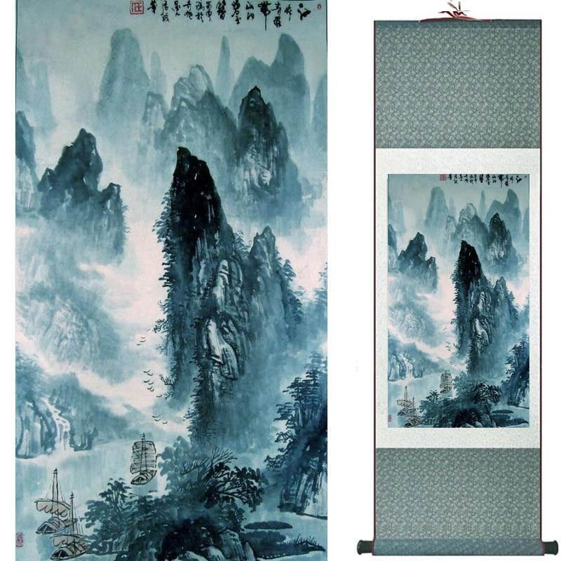 Chinese Art Scroll Painting Landscape Ancient Silk Picture Wall Ideas 18134-Chinese Style Finds™