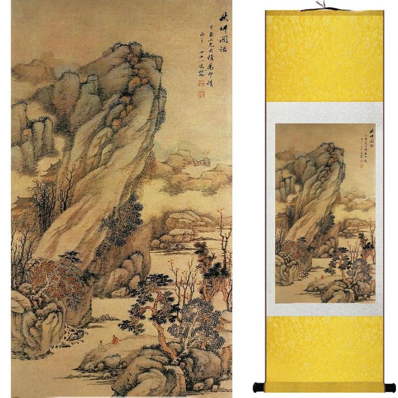 Chinese Art Scroll Painting Landscape Ancient Silk Picture Wall Ideas 18138-Chinese Style Finds™