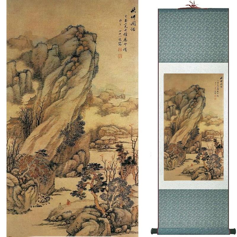 Chinese Art Scroll Painting Landscape Ancient Silk Picture Wall Ideas 18138-Chinese Style Finds™