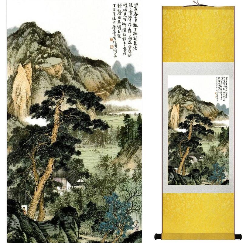 Chinese Art Scroll Painting Landscape Ancient Silk Picture Wall Ideas 18142-Chinese Style Finds™