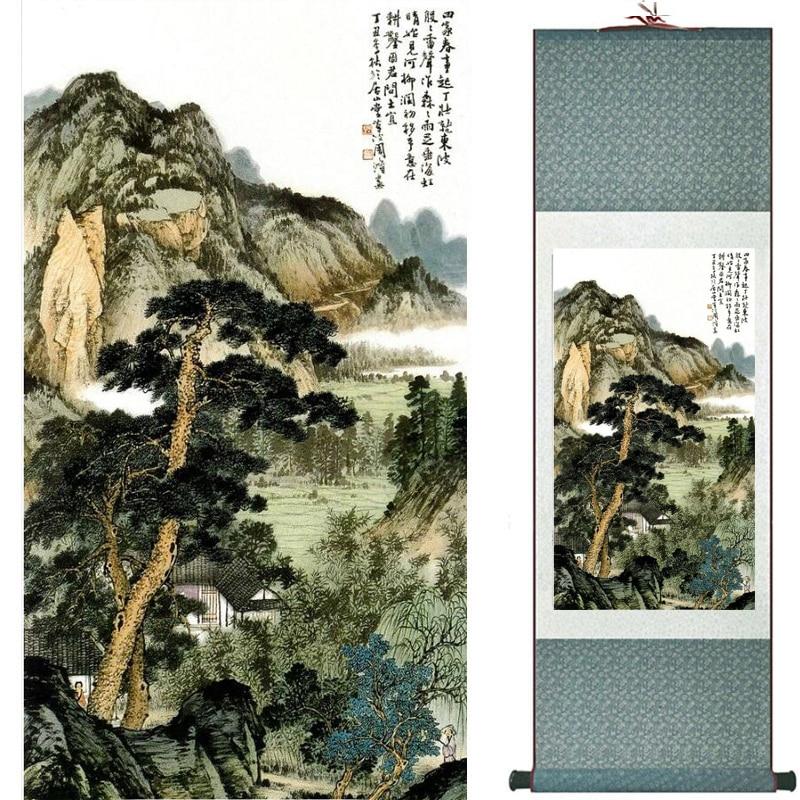 Chinese Art Scroll Painting Landscape Ancient Silk Picture Wall Ideas 18142-Chinese Style Finds™