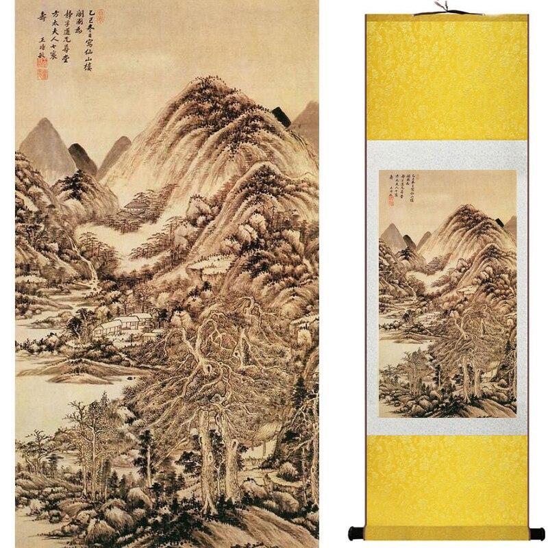 Chinese Art Scroll Painting Landscape Ancient Silk Picture Wall Ideas 18150-Chinese Style Finds™