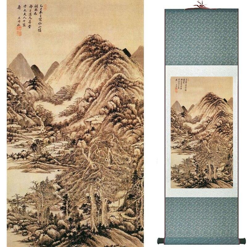 Chinese Art Scroll Painting Landscape Ancient Silk Picture Wall Ideas 18150-Chinese Style Finds™