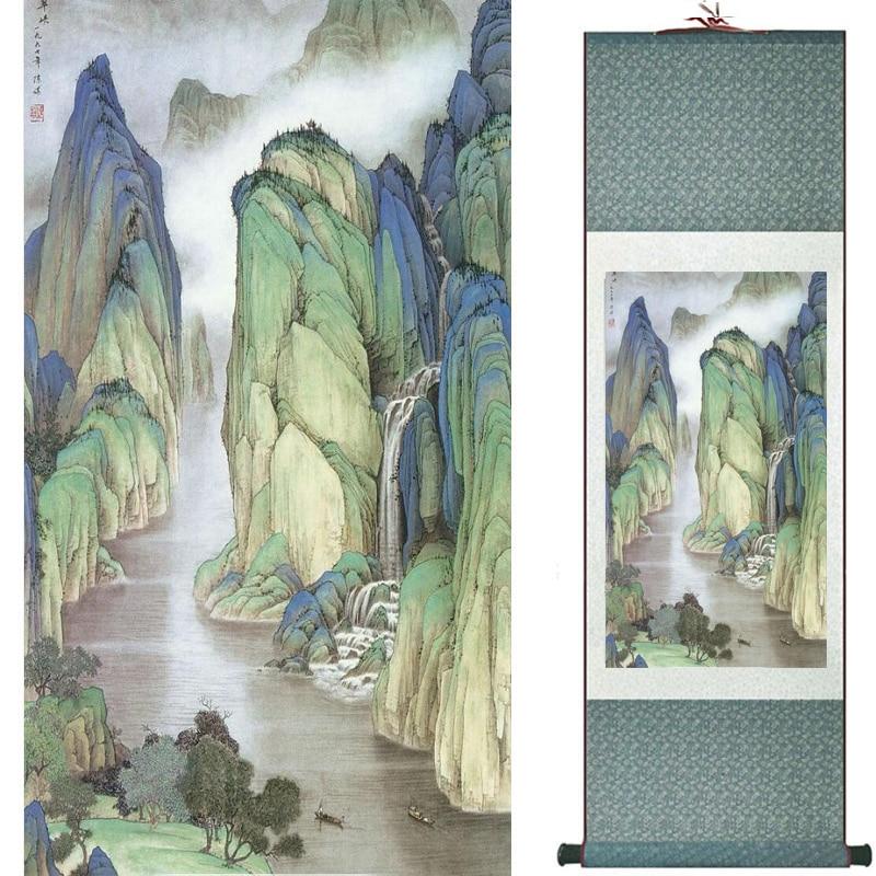 Chinese Art Scroll Painting Landscape Ancient Silk Picture Wall Ideas 18182-Chinese Style Finds™