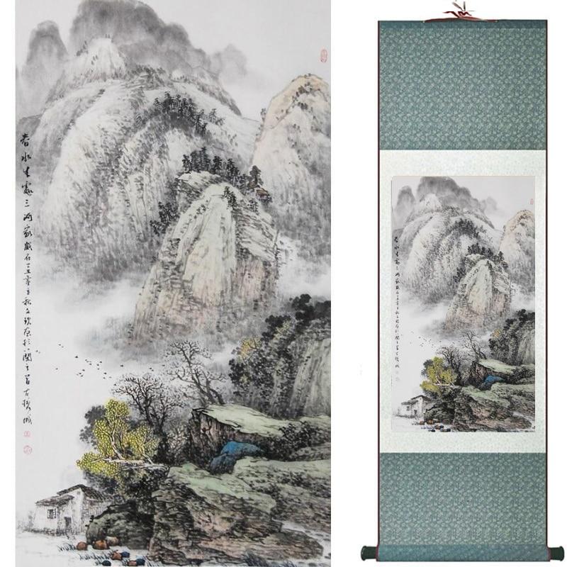 Chinese Art Scroll Painting Landscape Ancient Silk Picture Wall Ideas 18190-Chinese Style Finds™