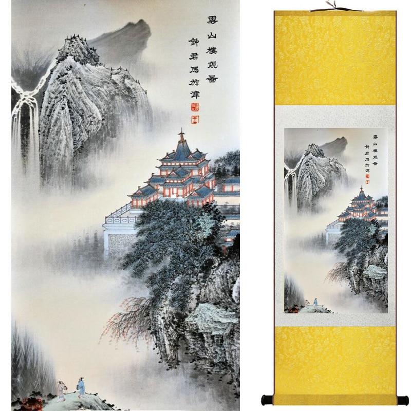 Chinese Art Scroll Painting Landscape Ancient Silk Picture Wall Ideas 18194-Chinese Style Finds™