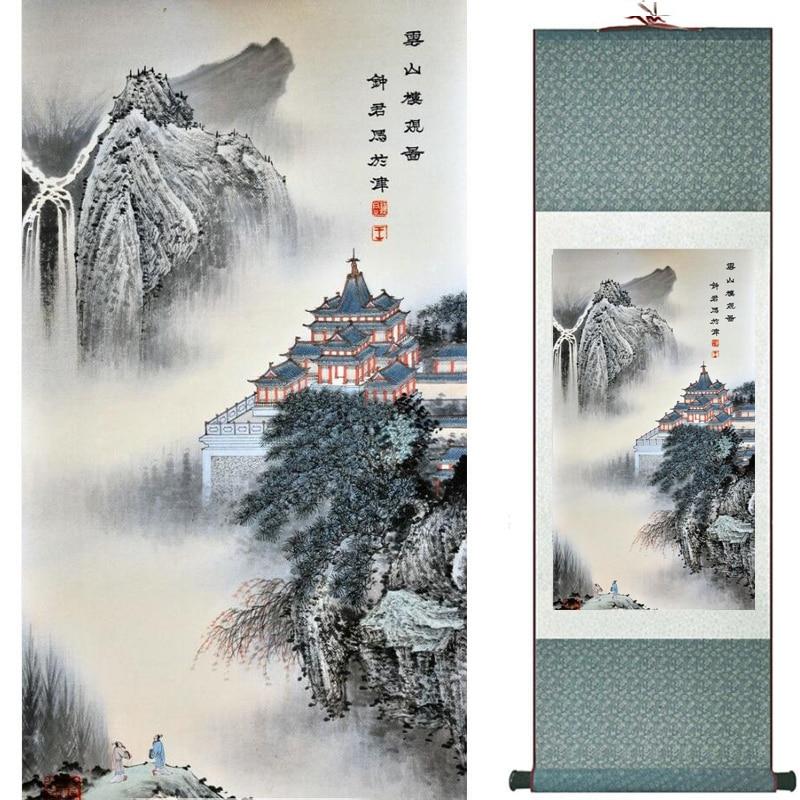 Chinese Art Scroll Painting Landscape Ancient Silk Picture Wall Ideas 18194-Chinese Style Finds™