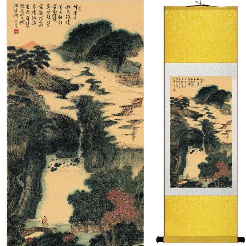 Chinese Art Scroll Painting Landscape Ancient Silk Picture Wall Ideas 18214-Chinese Style Finds™