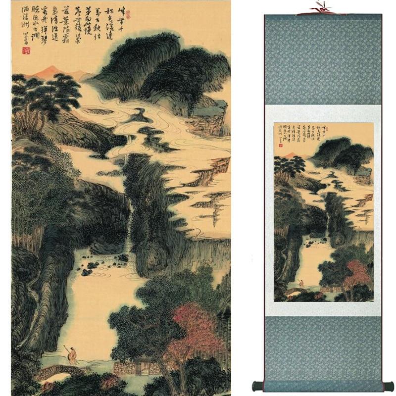 Chinese Art Scroll Painting Landscape Ancient Silk Picture Wall Ideas 18214-Chinese Style Finds™