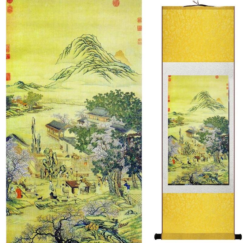 Chinese Art Scroll Painting Landscape Ancient Silk Picture Wall Ideas 18230-Chinese Style Finds™