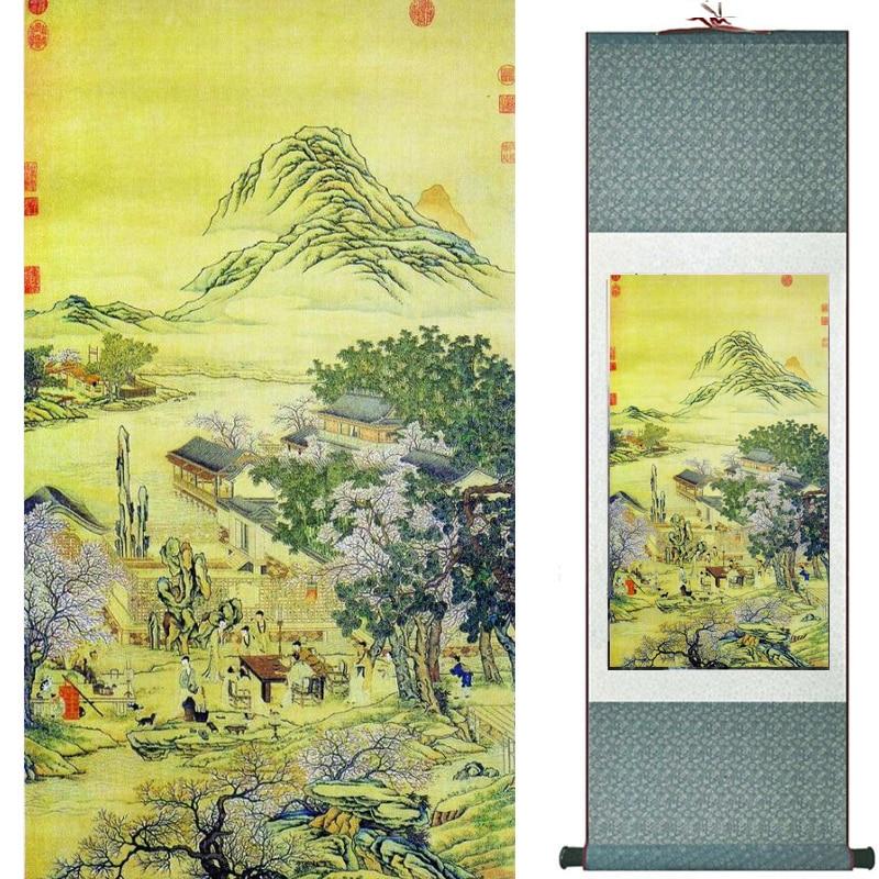 Chinese Art Scroll Painting Landscape Ancient Silk Picture Wall Ideas 18230-Chinese Style Finds™