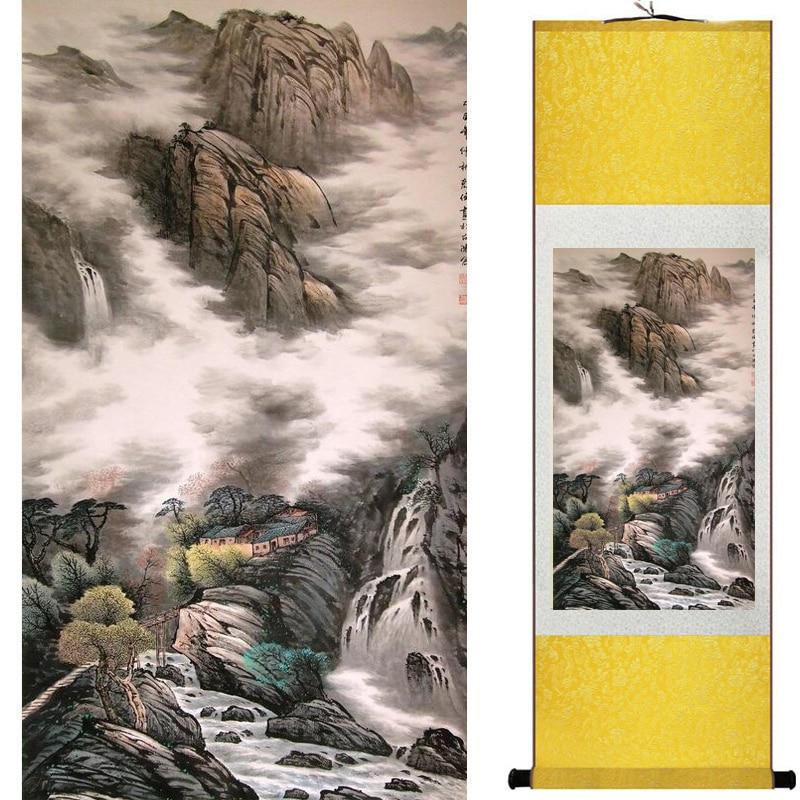 Chinese Art Scroll Painting Landscape Ancient Silk Picture Wall Ideas 19064-Chinese Style Finds™