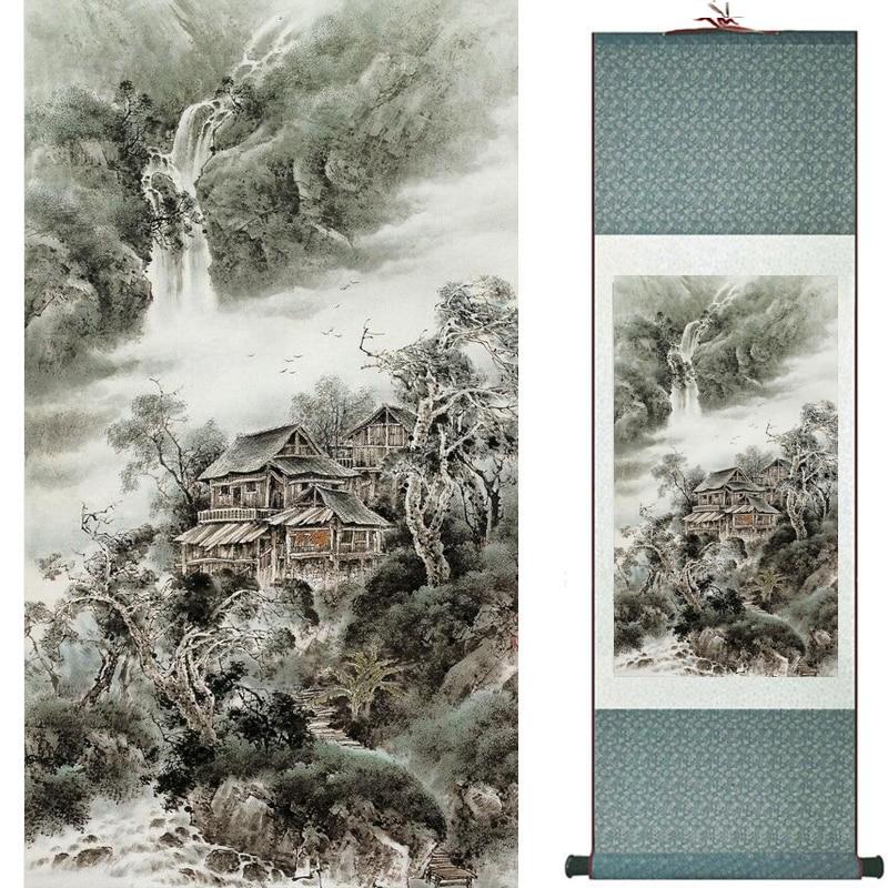 Chinese Art Scroll Painting Landscape Ancient Silk Picture Wall Ideas 19068-Chinese Style Finds™