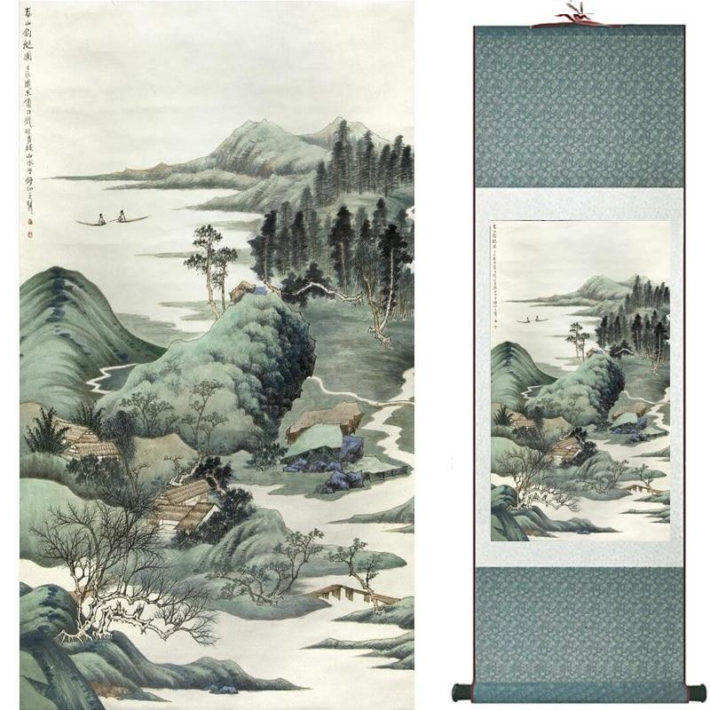 Chinese Art Scroll Painting Landscape Ancient Silk Picture Wall Ideas 19104-Chinese Style Finds™