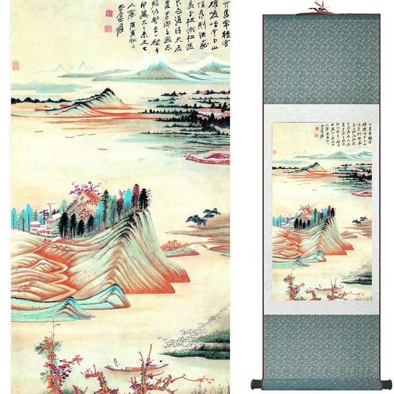 Chinese Art Scroll Painting Landscape Ancient Silk Picture Wall Ideas 19112-Chinese Style Finds™