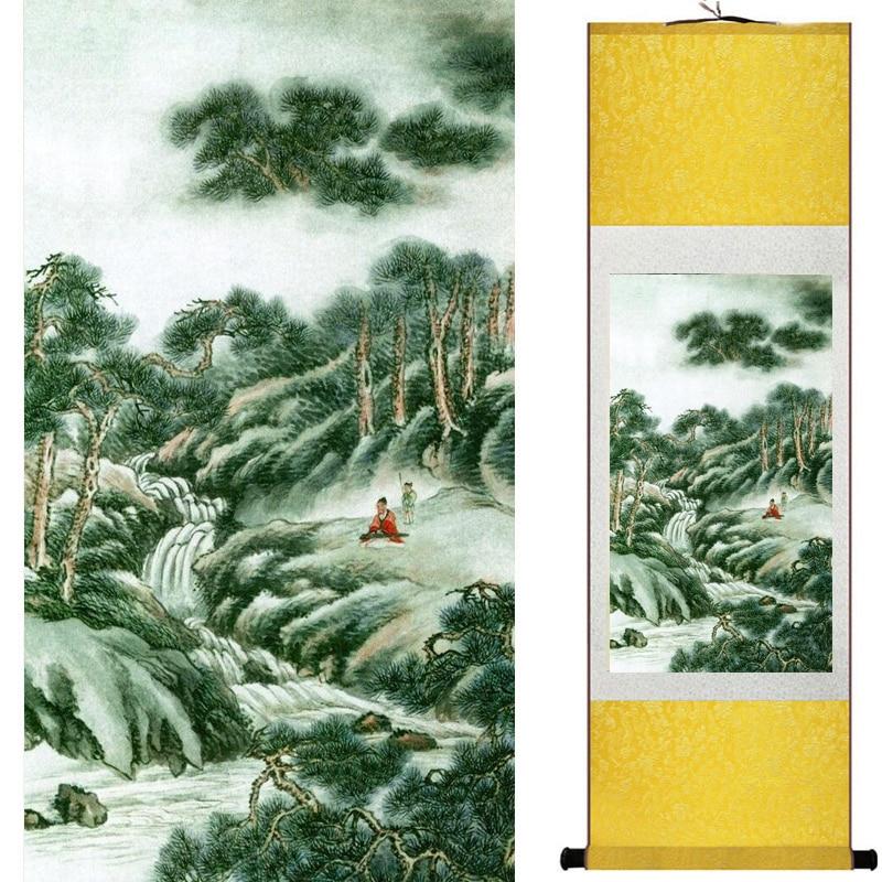 Chinese Art Scroll Painting Landscape Ancient Silk Picture Wall Ideas 19116-Chinese Style Finds™