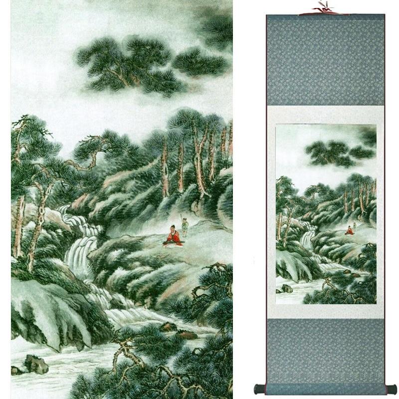 Chinese Art Scroll Painting Landscape Ancient Silk Picture Wall Ideas 19116-Chinese Style Finds™