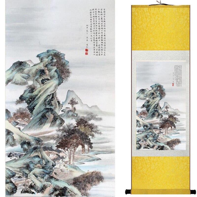 Chinese Art Scroll Painting Landscape Ancient Silk Picture Wall Ideas 19322-Chinese Style Finds™